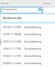 Skärmbild med exempel på aktiviteter med samma namn.